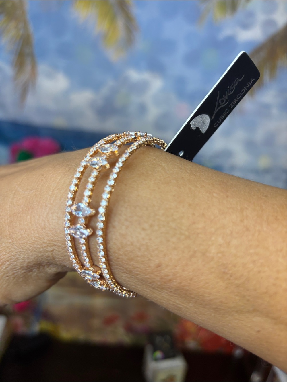 Lalisa Rose Gold Triple-Row Cubic Zirconia Bracelet